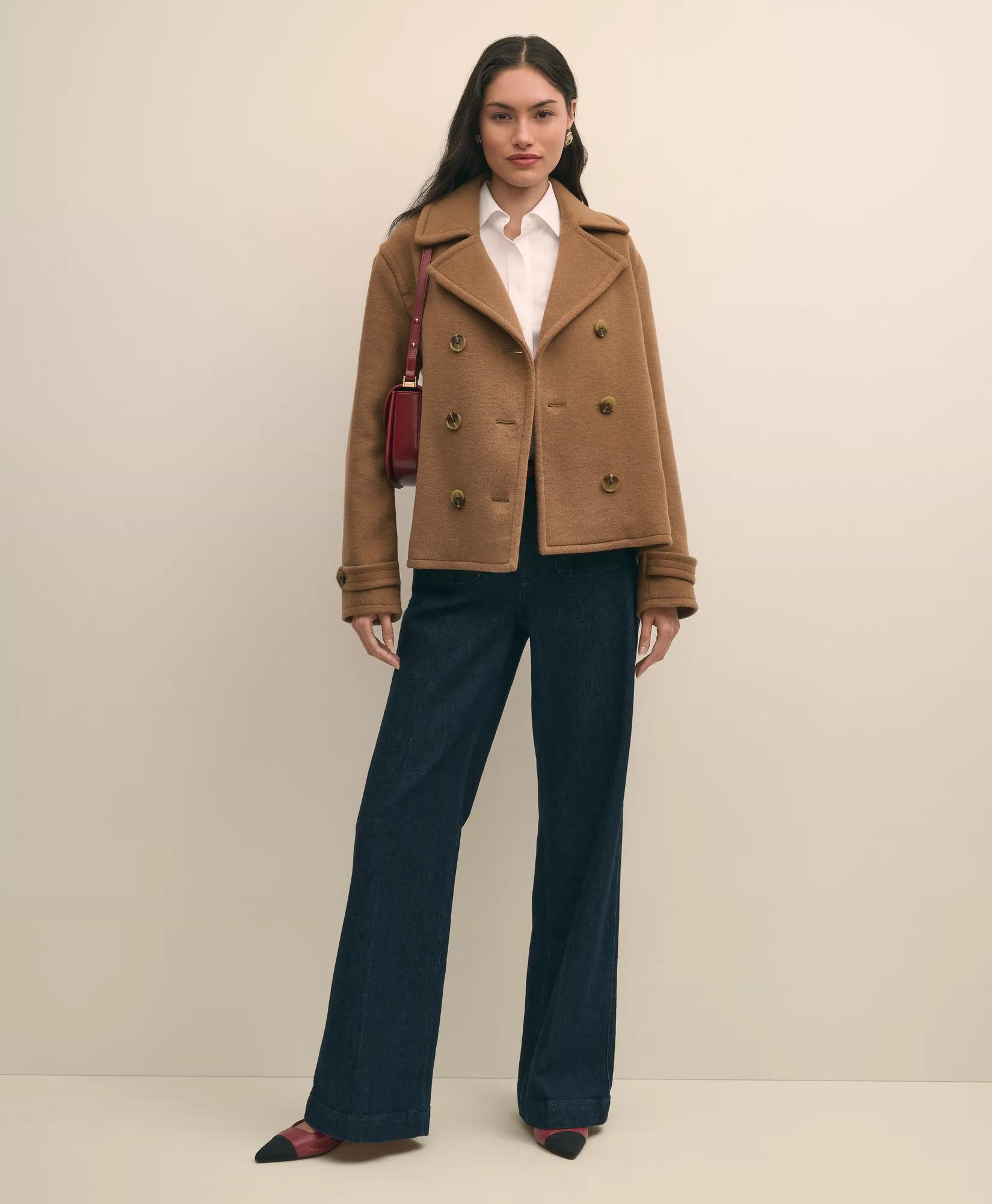 Wool Double-Faced Cropped Peacoat secondary