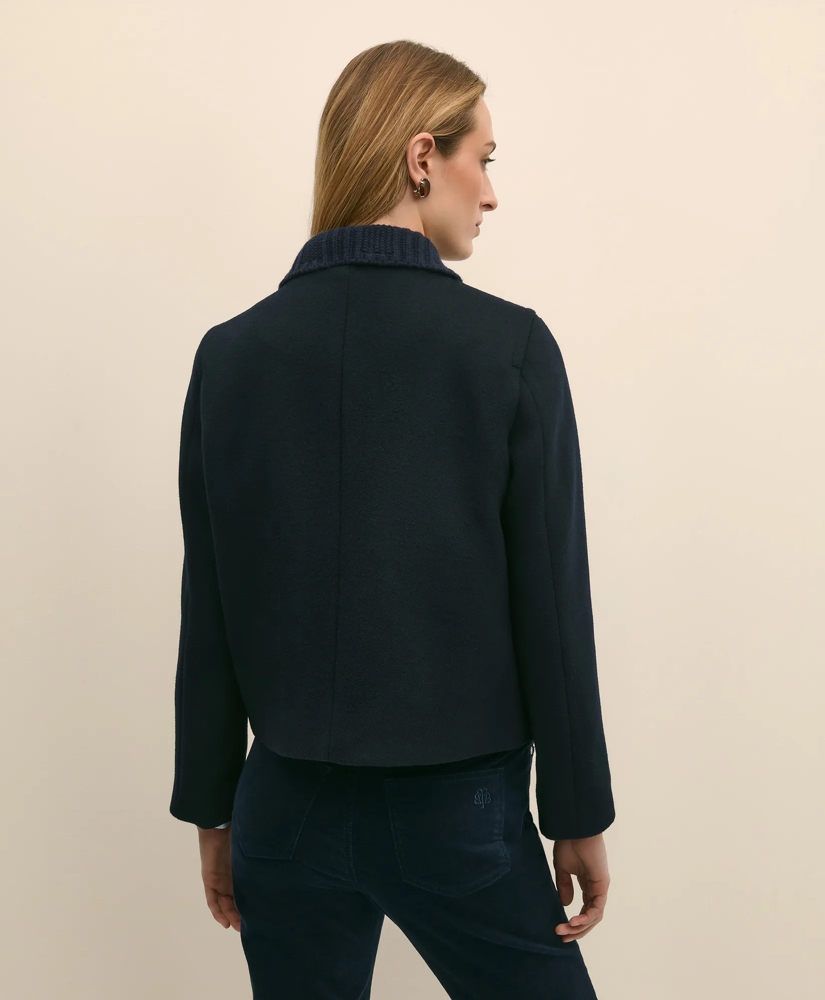 Wool Cropped Peacoat With Sweater Collar, image 4