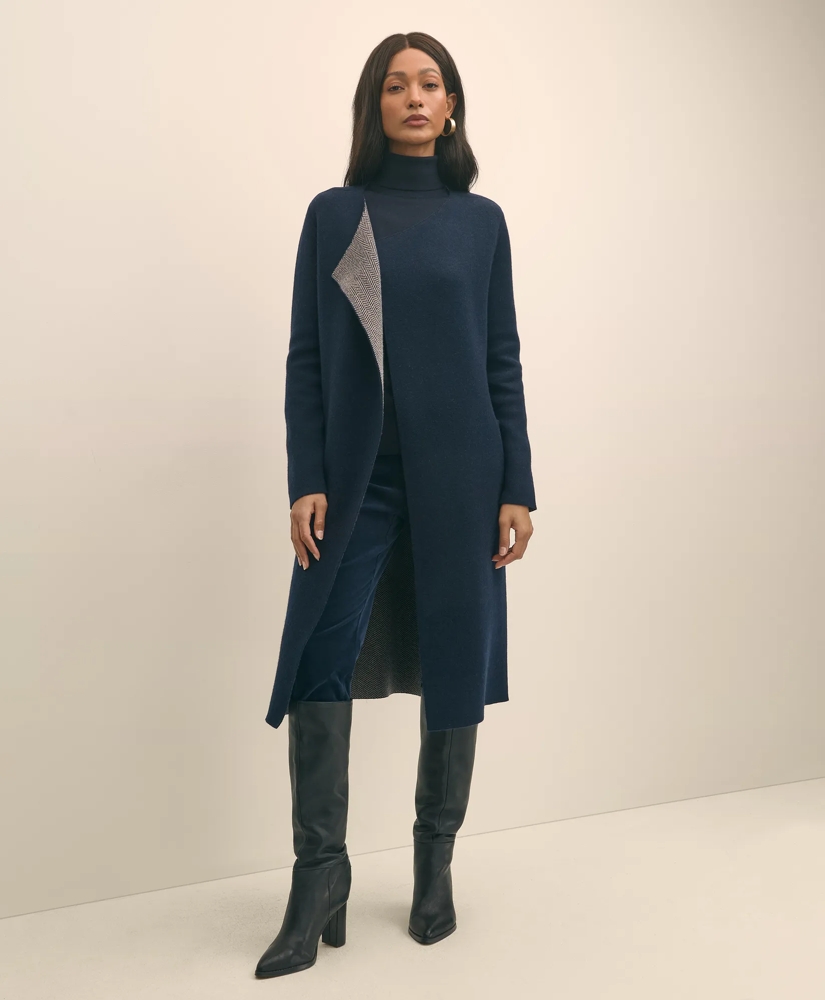 Merino Wool-Cashmere Belted Reversible Sweater Jacket, image 2