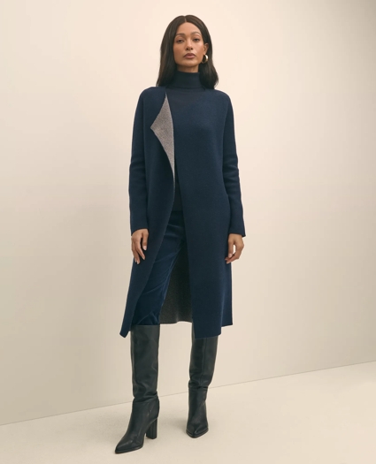 Merino Wool-Cashmere Belted Reversible Sweater Jacket, image 2