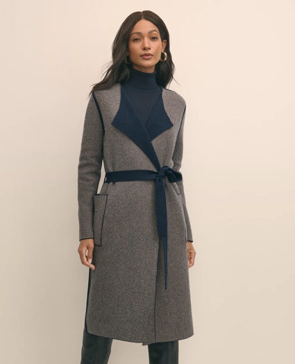 Merino Wool-Cashmere Belted Reversible Sweater Jacket, image 3
