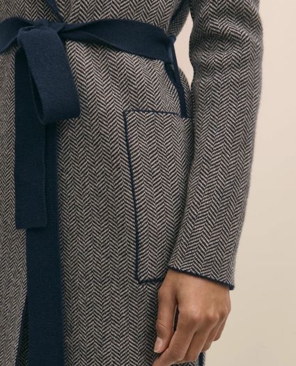 Merino Wool-Cashmere Belted Reversible Sweater Jacket, image 4