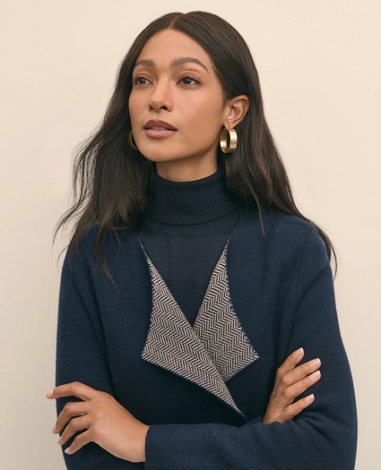Merino Wool-Cashmere Belted Reversible Sweater Jacket, image 6
