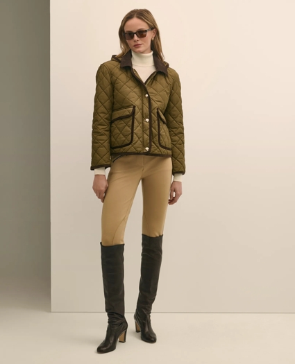 Cropped Quilted Hooded Jacket With Suede Trim, image 1