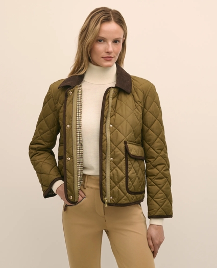 Cropped Quilted Hooded Jacket With Suede Trim, image 2
