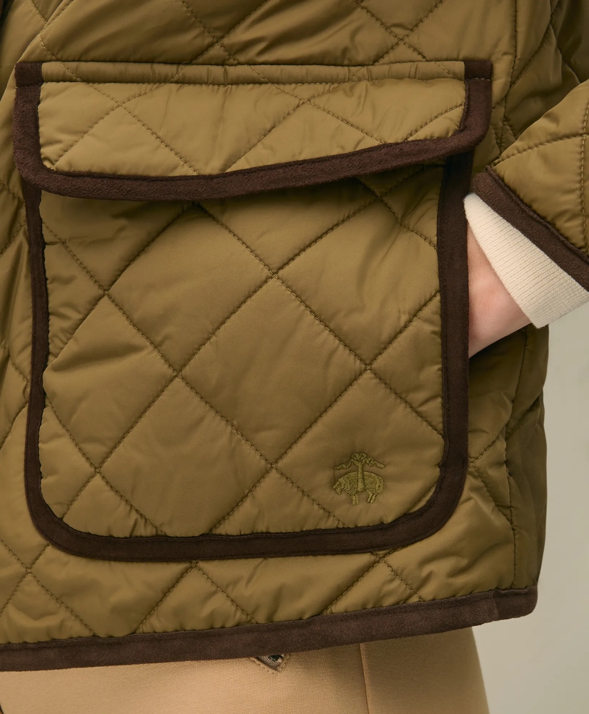 Cropped Quilted Hooded Jacket With Suede Trim, image 3
