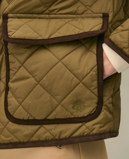Cropped Quilted Hooded Jacket With Suede Trim, image 3