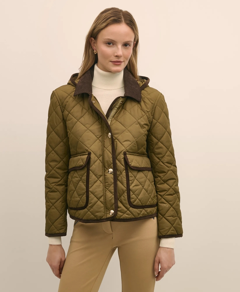 Cropped Quilted Hooded Jacket With Suede Trim, image 4
