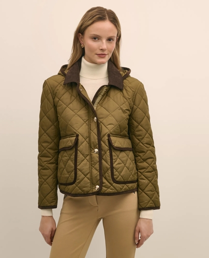 Cropped Quilted Hooded Jacket With Suede Trim, image 4