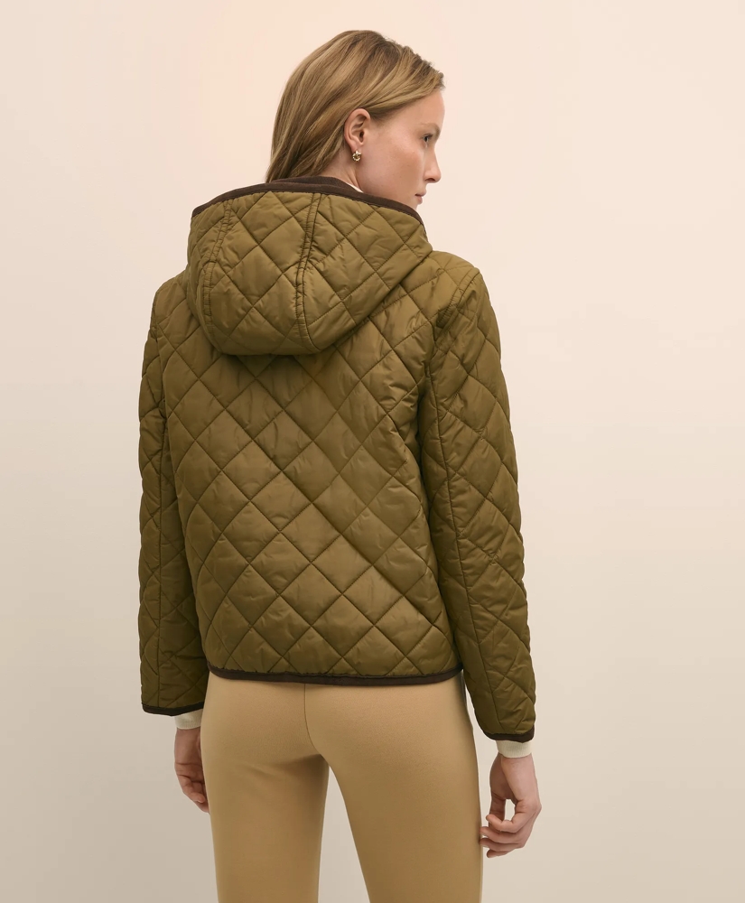 Cropped Quilted Hooded Jacket With Suede Trim, image 6