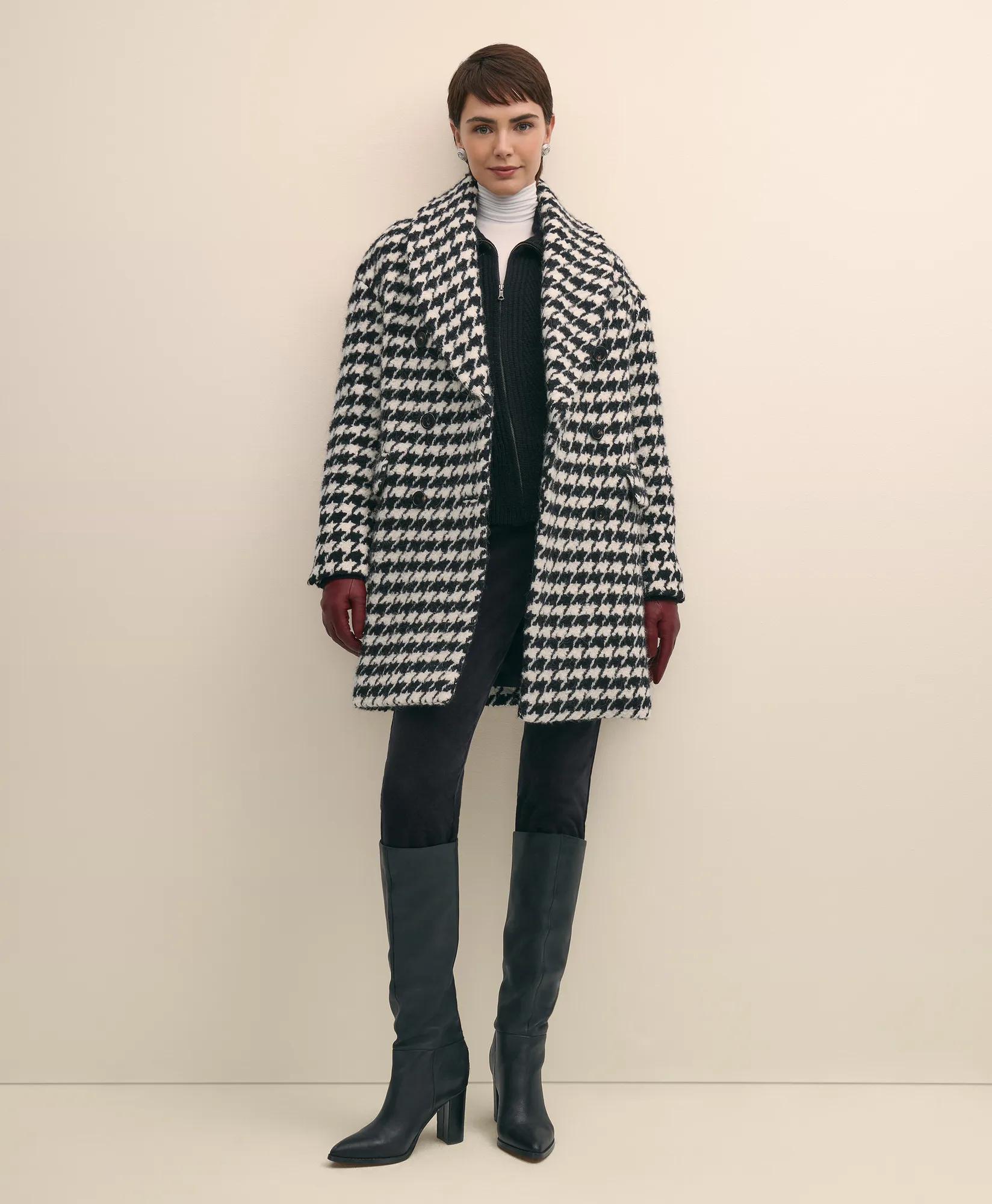 Oversized Wool Houndstooth Coat primary