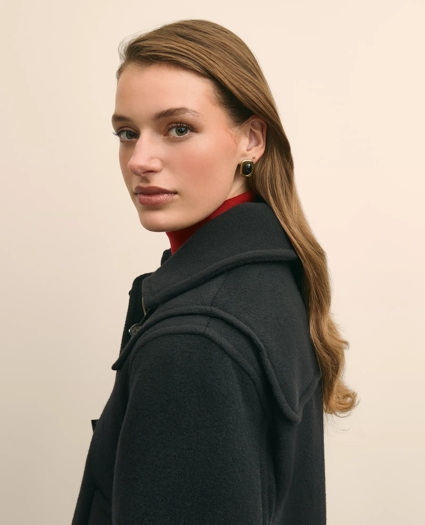 Cropped Wool Toggle Coat With Removable Hood, image 4