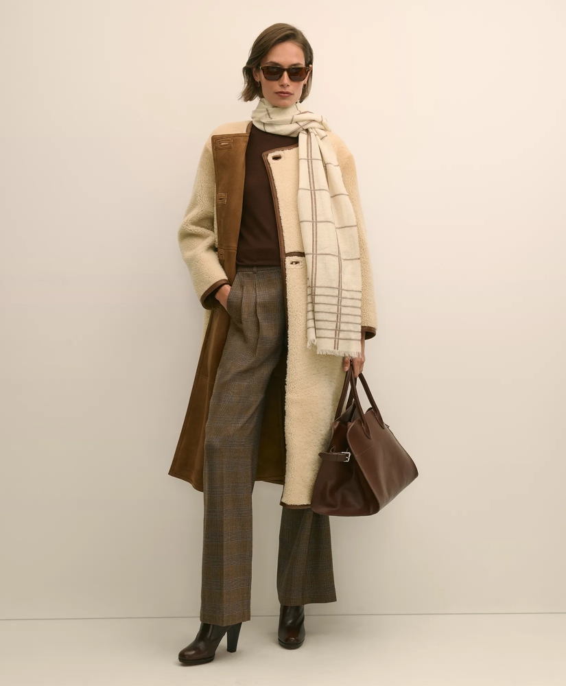 Double-Breasted Shearling Coat