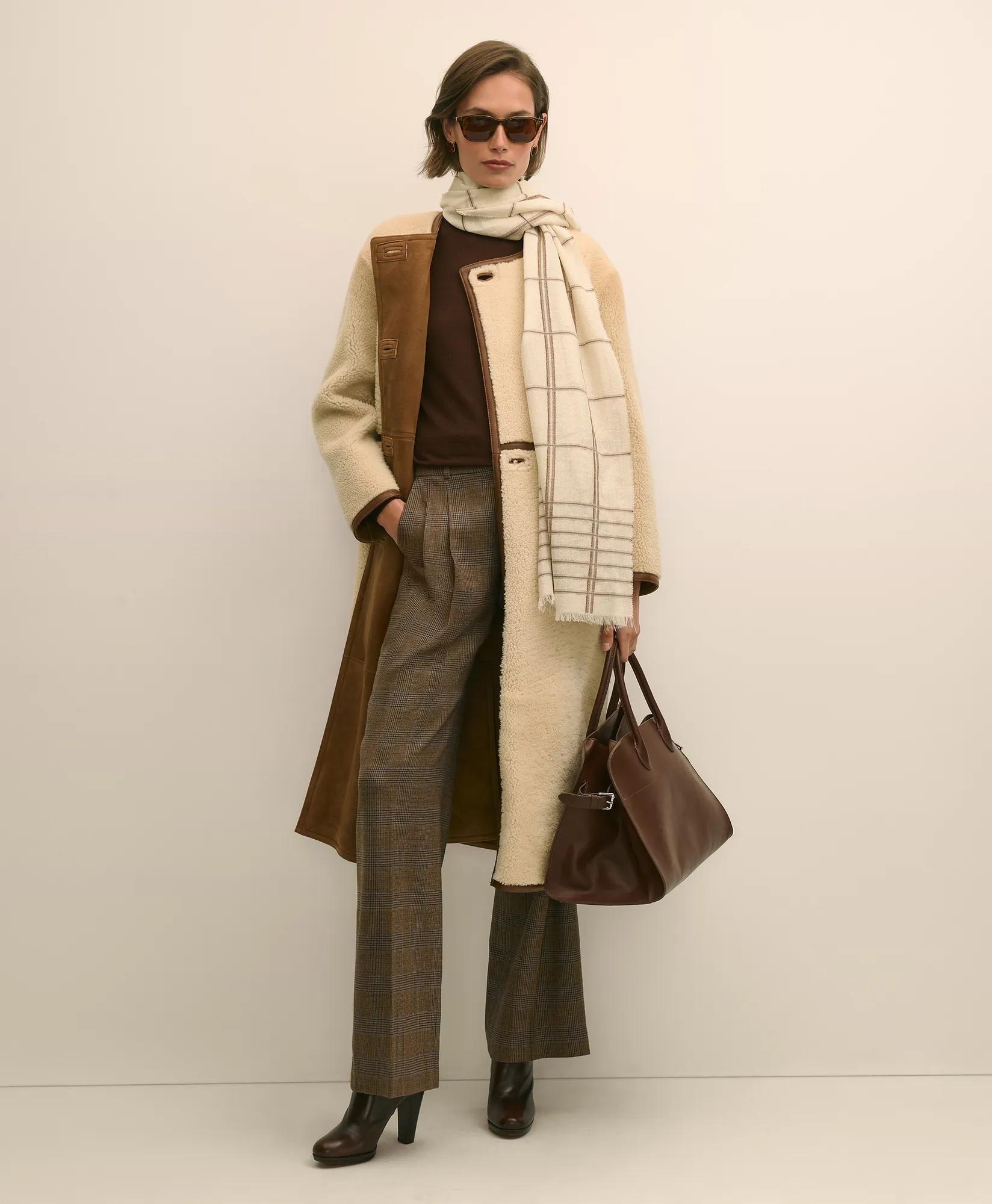 Double-Breasted Shearling Coat primary
