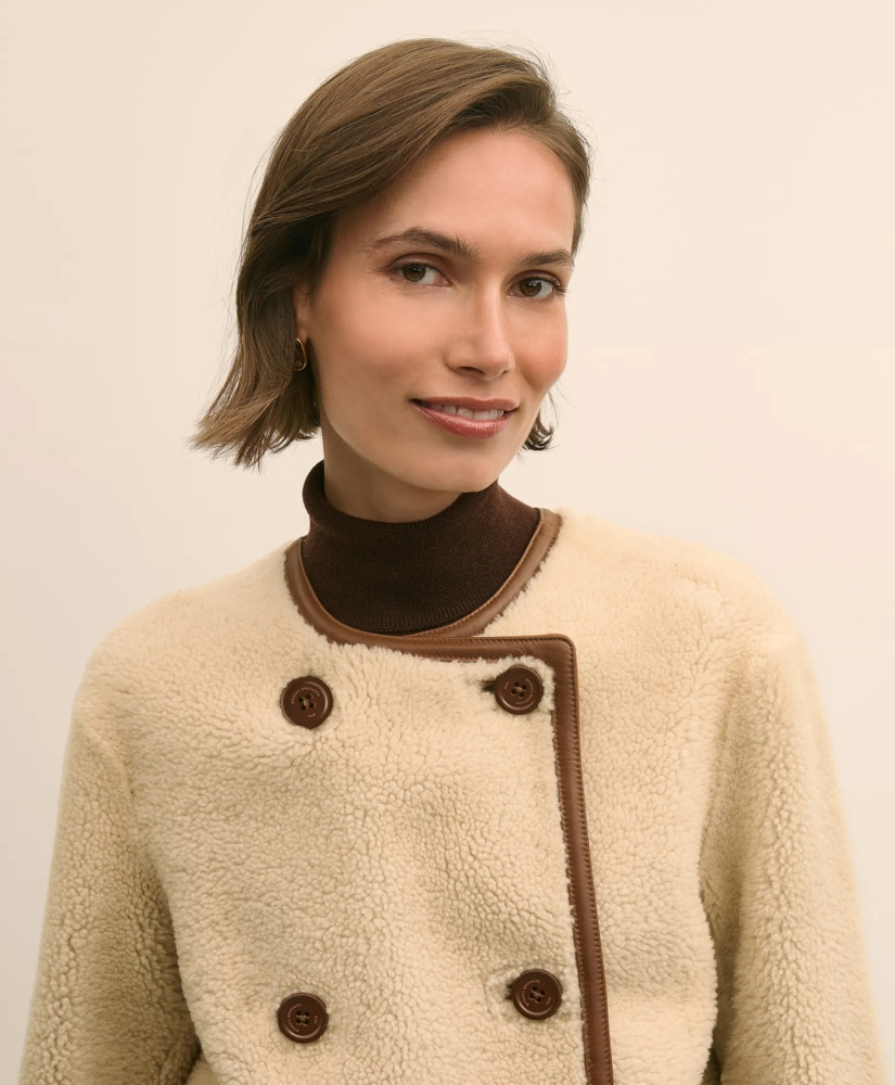 Double-Breasted Shearling Coat, image 3