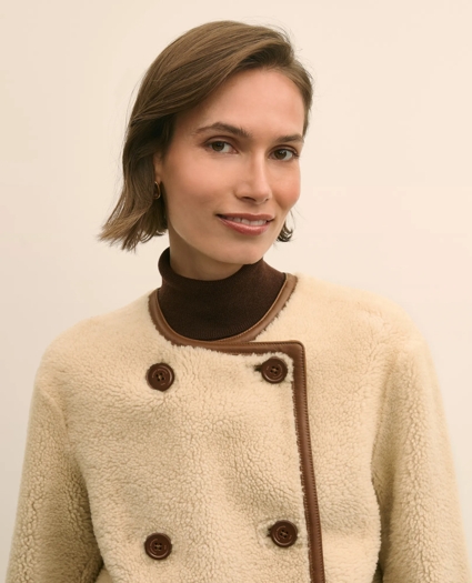 Double-Breasted Shearling Coat, image 3