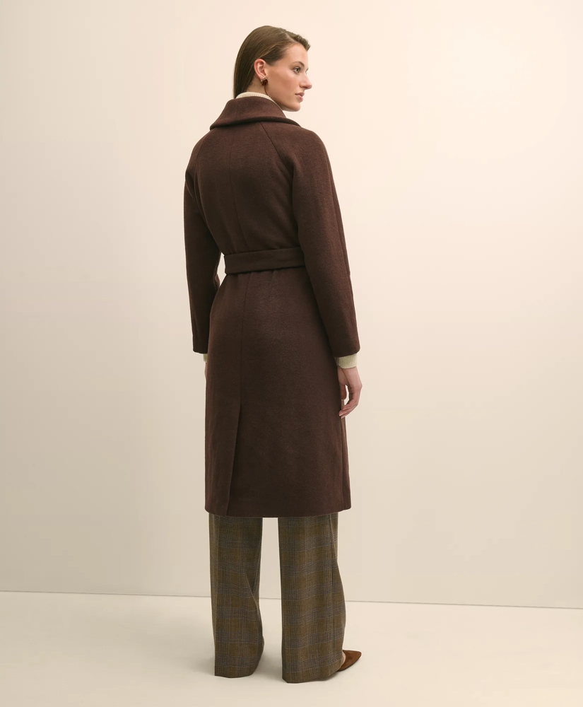 Wool Blend Shawl-Collar Wrap Coat, image 4