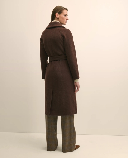 Wool Blend Shawl-Collar Wrap Coat, image 4