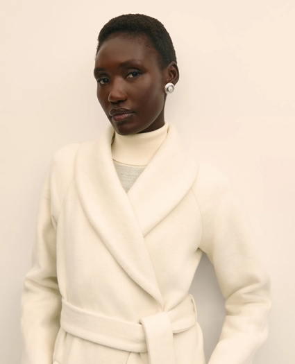 Wool Blend Shawl-Collar Wrap Coat, image 3