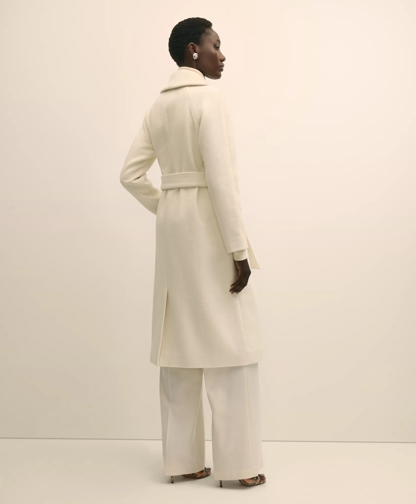Wool Blend Shawl-Collar Wrap Coat, image 4