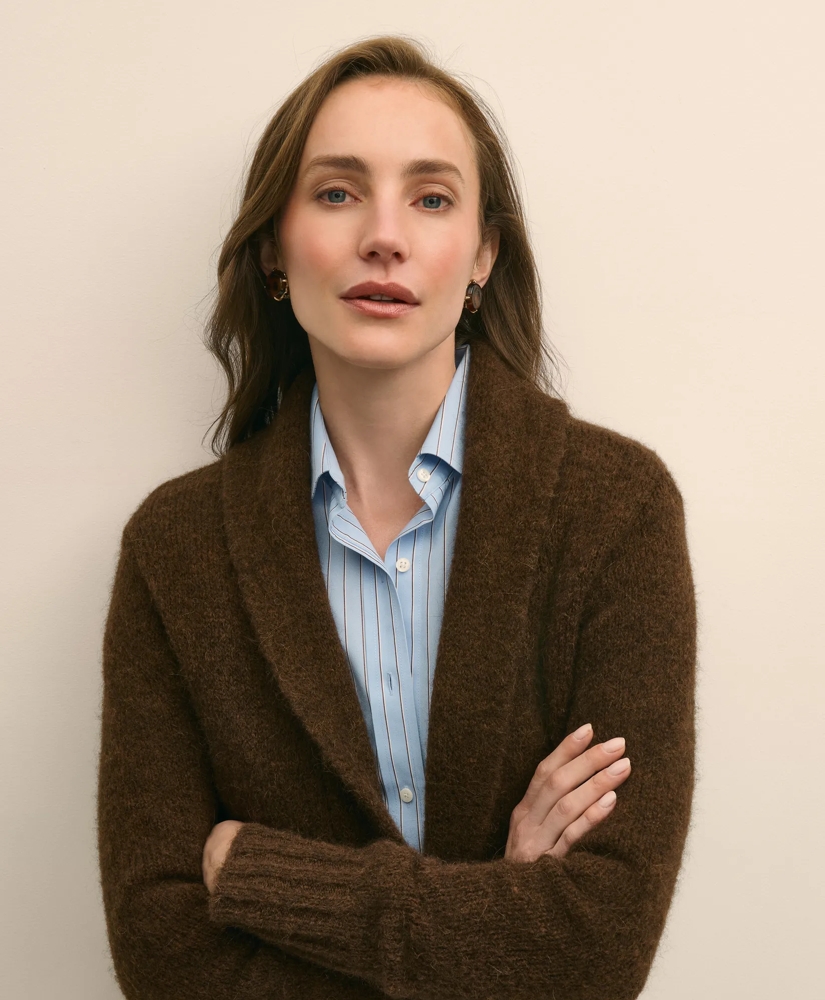 Alpaca-Wool Blend Shawl Collar Tunic Cardigan, image 2