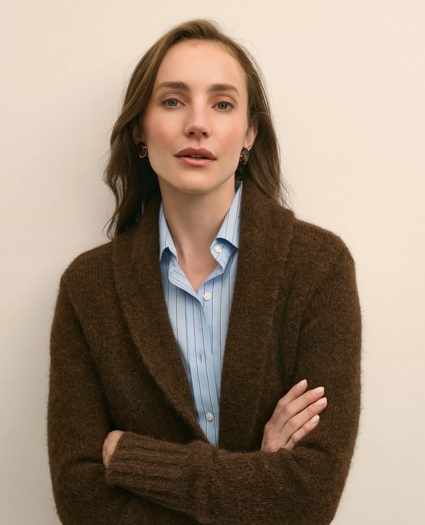 Alpaca-Wool Blend Shawl Collar Tunic Cardigan, image 2