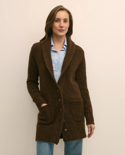 Alpaca-Wool Blend Shawl Collar Tunic Cardigan, image 3
