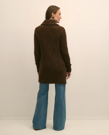 Alpaca-Wool Blend Shawl Collar Tunic Cardigan, image 4