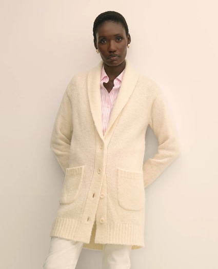 Alpaca-Wool Blend Shawl Collar Tunic Cardigan, image 1
