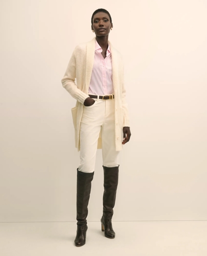 Alpaca-Wool Blend Shawl Collar Tunic Cardigan, image 2