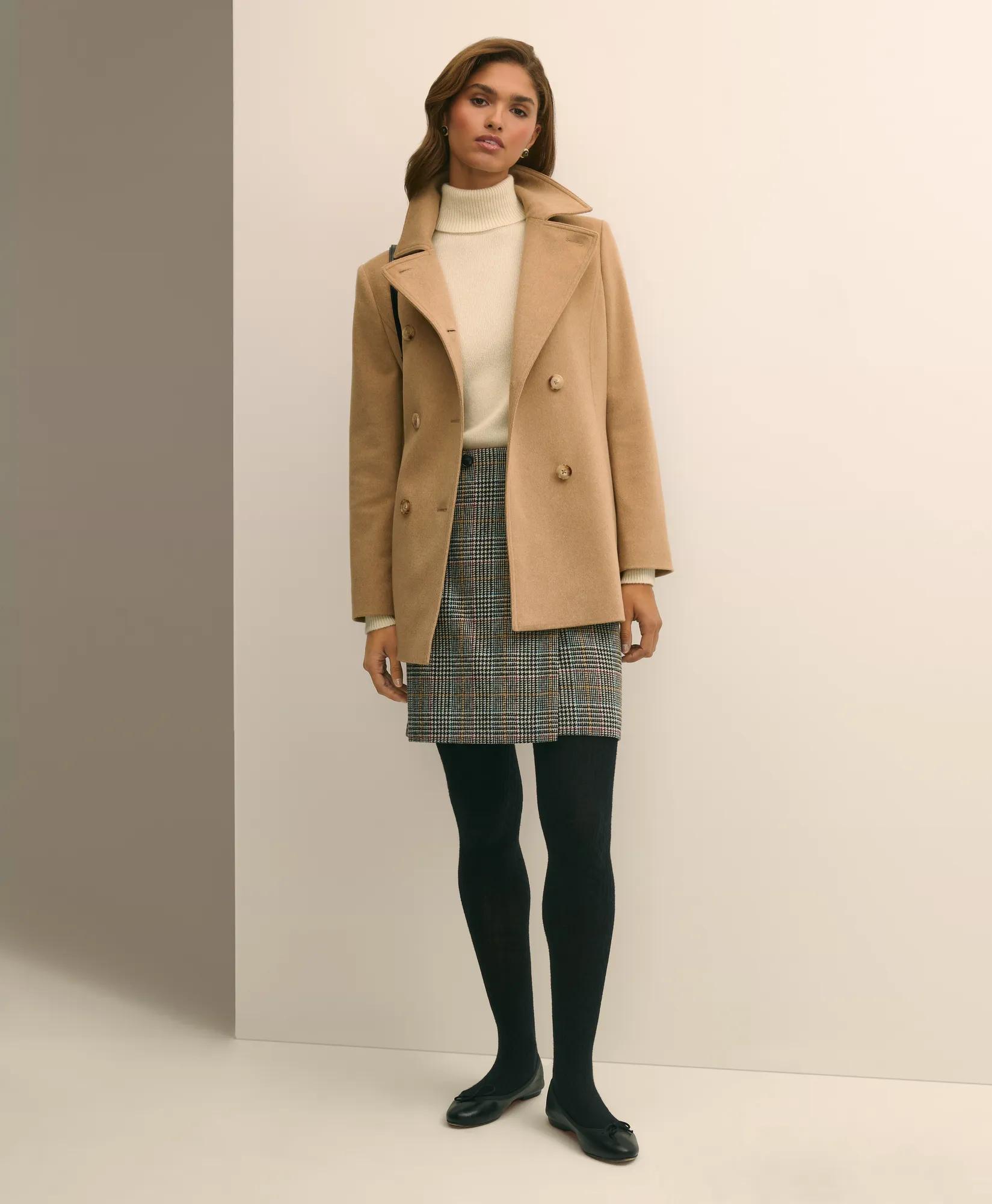 Brushed Wool Peacoat with Throat Latch primary