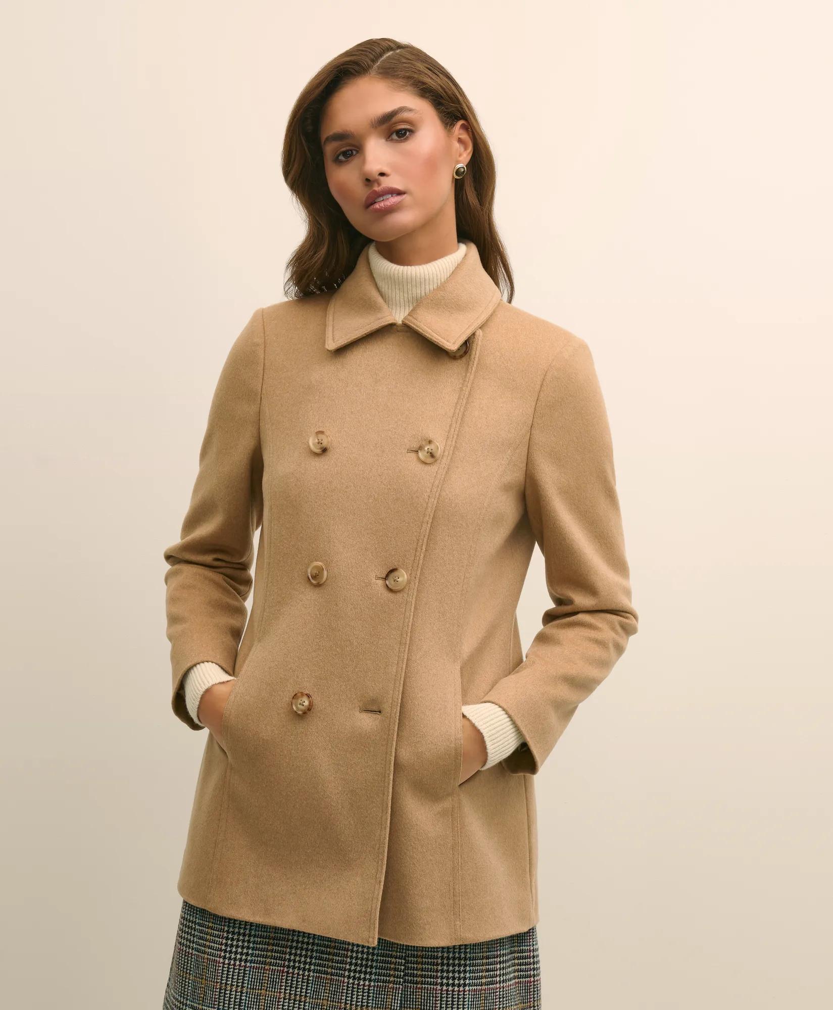 Brushed Wool Peacoat with Throat Latch secondary