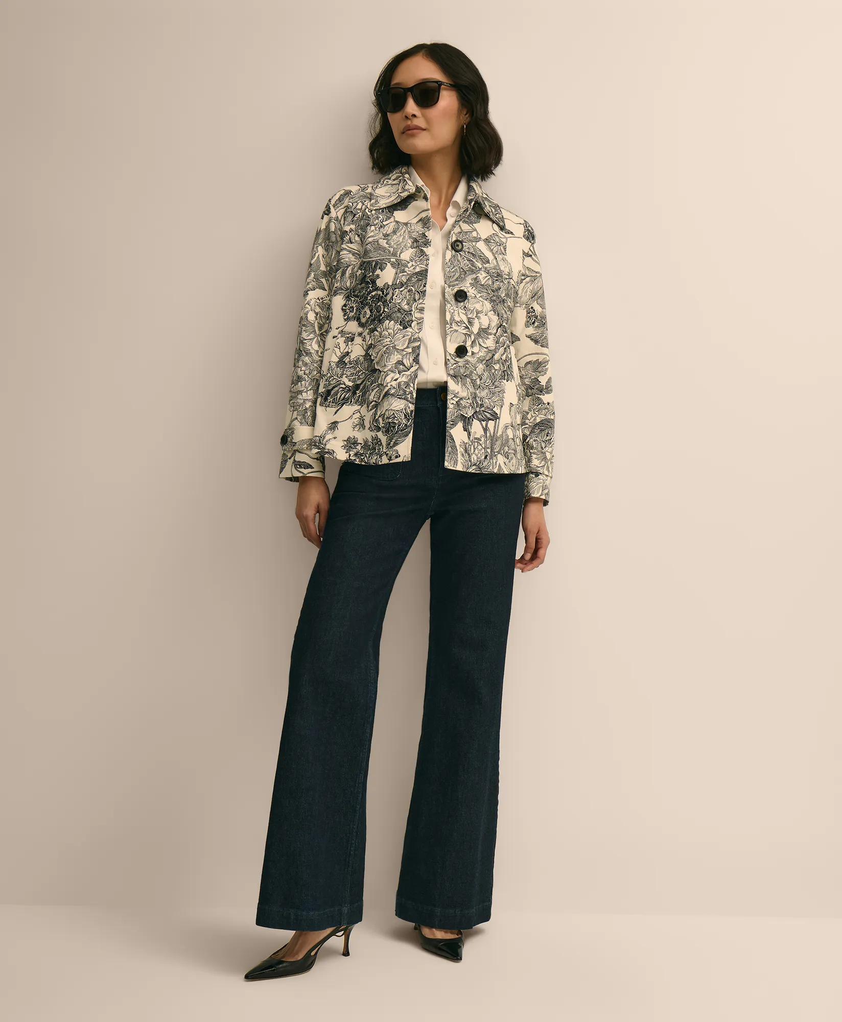 Relaxed Cotton Twill Floral Jacket primary