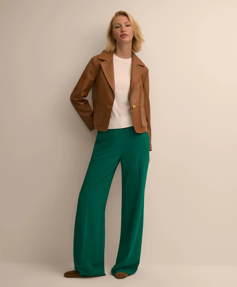 Leather Cropped Tailored Jacket, image 2