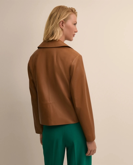 Leather Cropped Tailored Jacket, image 4