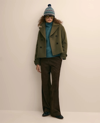 Wool Blend Cropped Peacoat, image 1