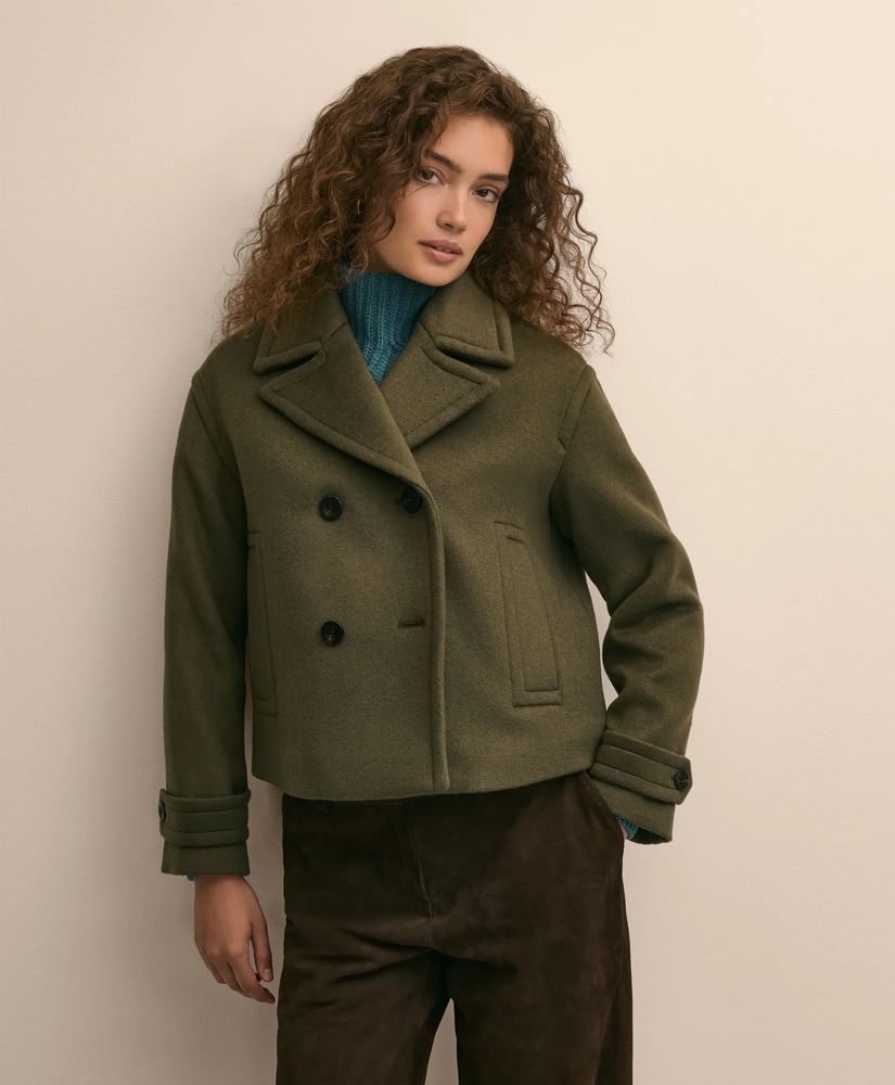 Wool Blend Cropped Peacoat, image 2