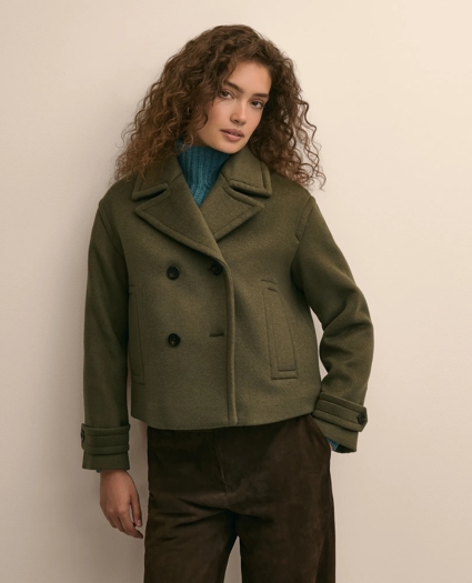 Wool Blend Cropped Peacoat, image 2