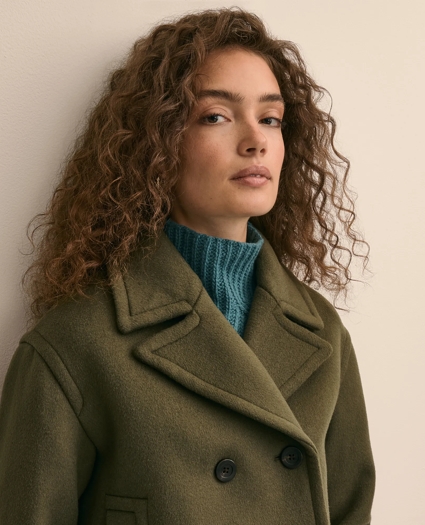 Wool Blend Cropped Peacoat, image 3