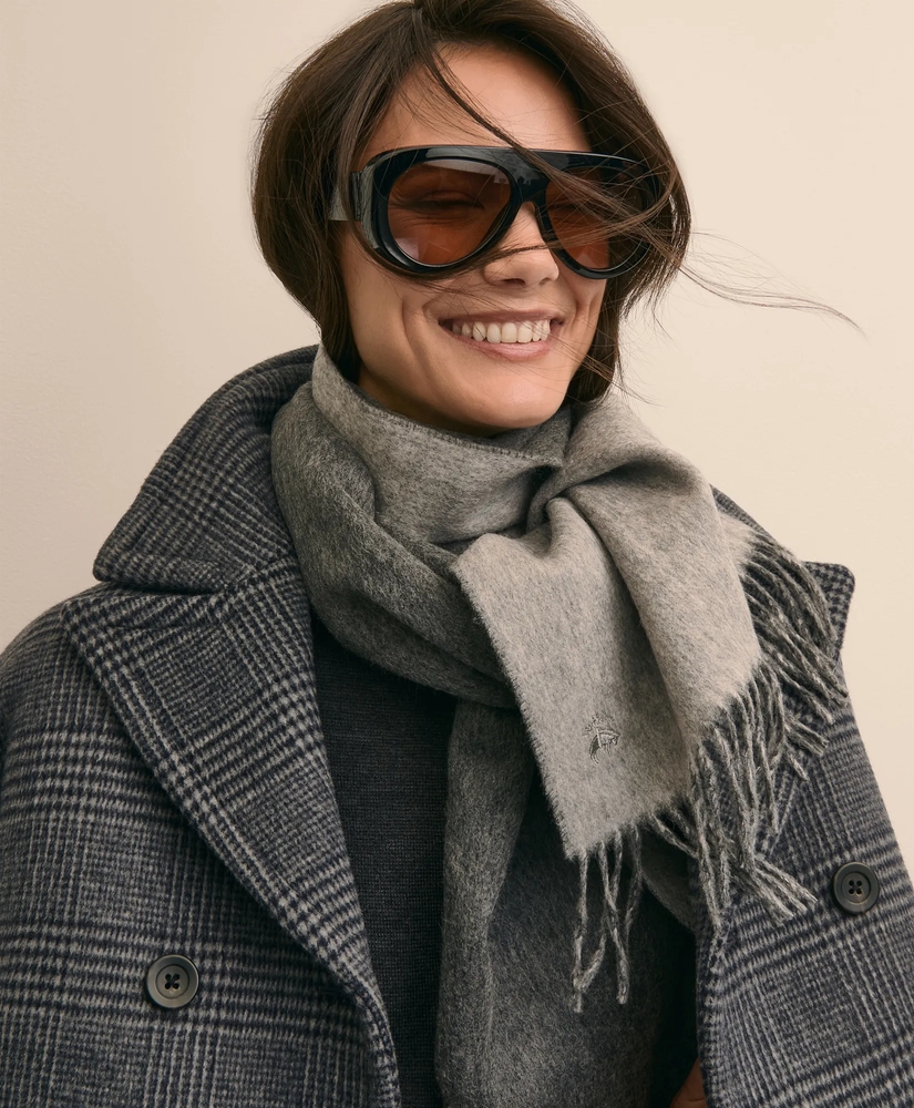 Wool-Blend Cropped Plaid Peacoat, image 3