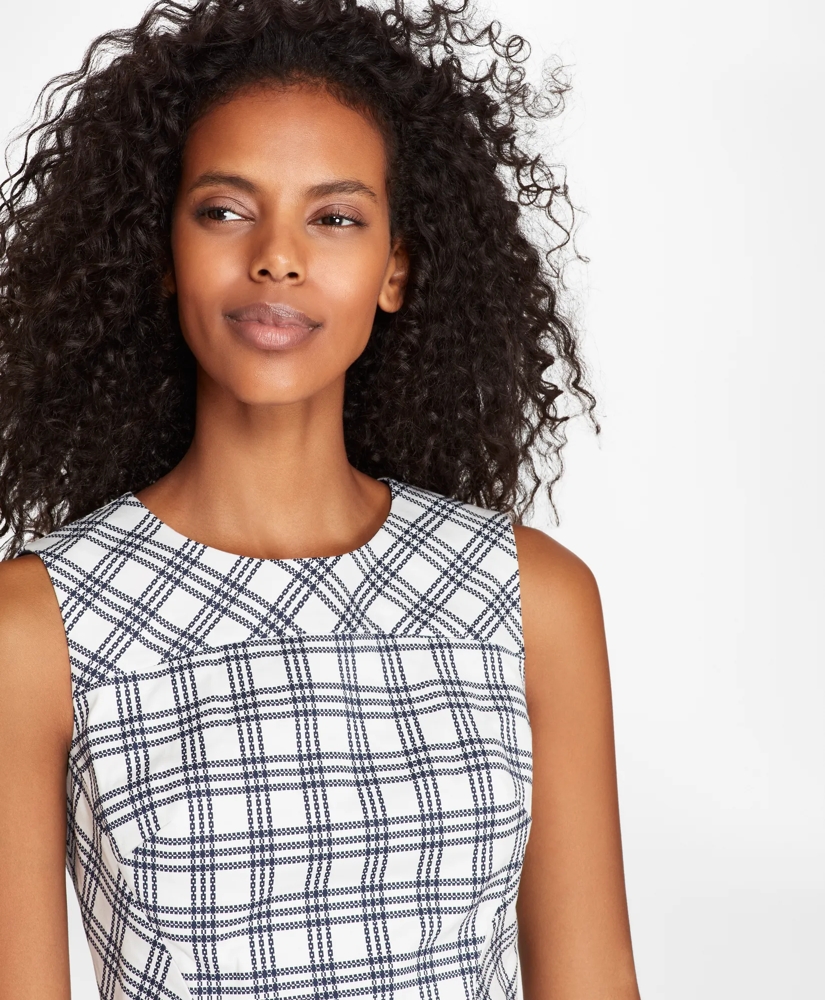 Plaid Stretch Cotton Double-Weave Sheath Dress, image 2
