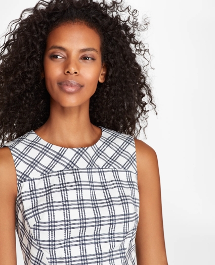 Plaid Stretch Cotton Double-Weave Sheath Dress, image 2