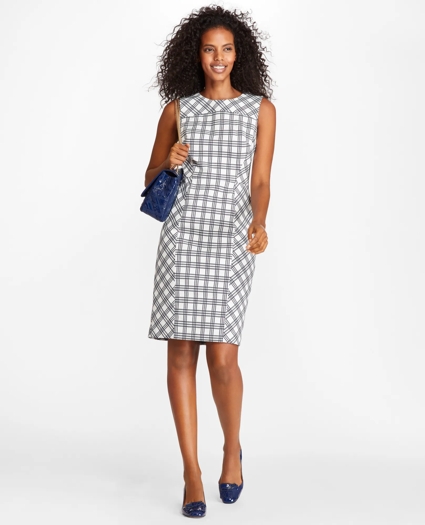 Plaid Stretch Cotton Double-Weave Sheath Dress, image 3