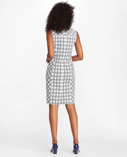 Plaid Stretch Cotton Double-Weave Sheath Dress, image 4