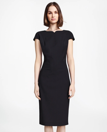 Pinstripe Stretch Wool Sheath Dress, image 1
