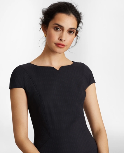 Pinstripe Stretch Wool Sheath Dress, image 2