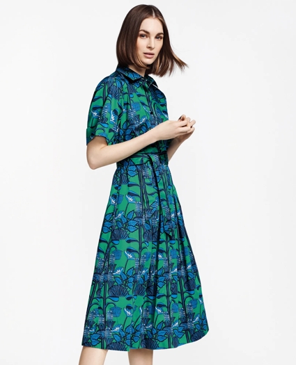 Floral-Print Supima® Cotton Sateen Shirt Dress, image 1