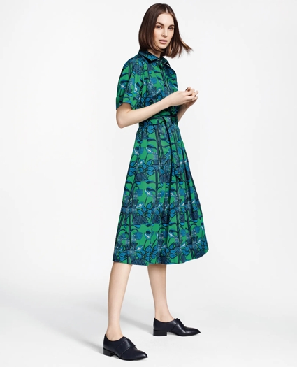 Floral-Print Supima® Cotton Sateen Shirt Dress, image 4
