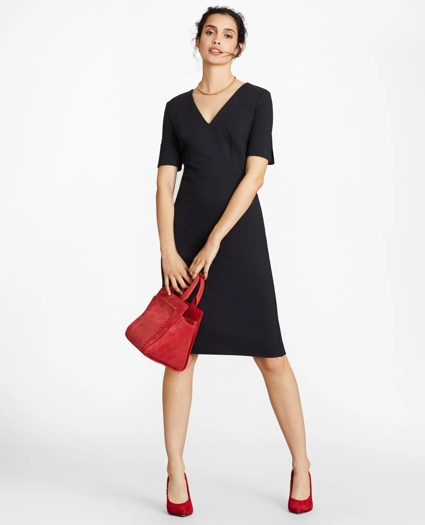 Ponte Knit Elbow-Sleeve Sheath Dress, image 1