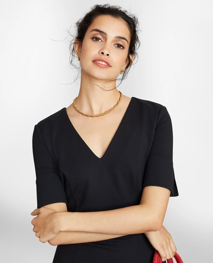 Ponte Knit Elbow-Sleeve Sheath Dress, image 2